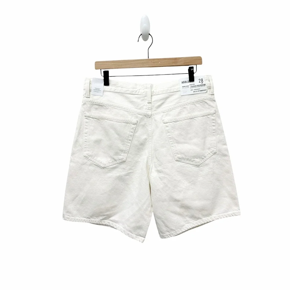 AGOLDE Indra Hip Slung Baggy Denim Shorts Fortune White Size 28 NEW - Picture 8 of 9